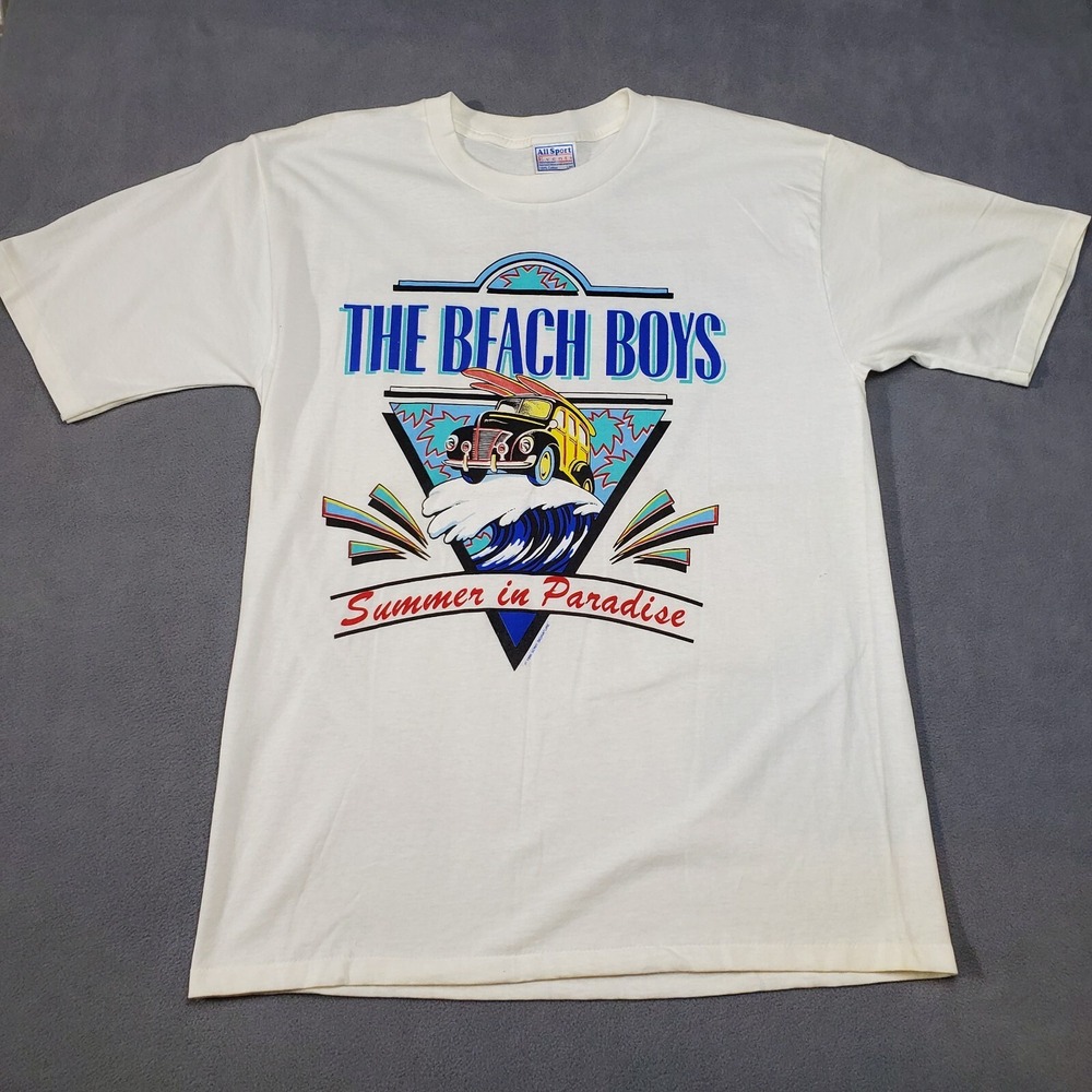 Vintage Beach Boys Shirt Mens Large White USA Single Stitch Summer 1995 Tour